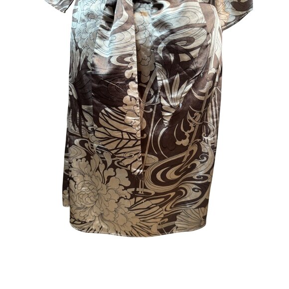 2/$30 ZARA Basic M Brown Taupe Ivory Floral Print Kimono Satiny Dress - Picture 11 of 16